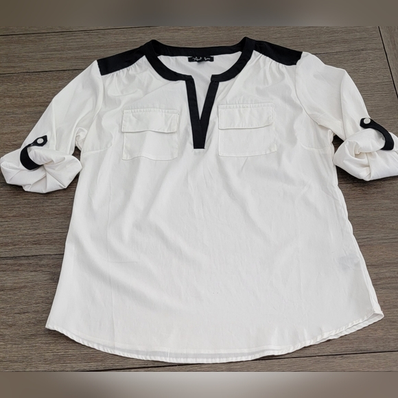 Antila Femme Women's White/Black Blouse, Size M - Picture 8 of 12